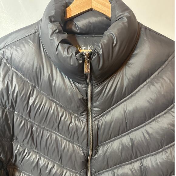 Calvin Klein Packable Down Jacket Gray Size 3X Lightweight Quilted Puffer Coat - Picture 3 of 14